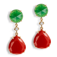 pendientes-lollipop-oro-rosa-cuarzo-rosa-azul-diamante - Ref J5138pb Chocrón Joyeros