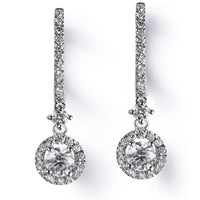 Pendientes de novia de oro blanco con diamantes talla brillante - Ref J5255PB_Chocrón Joyeros