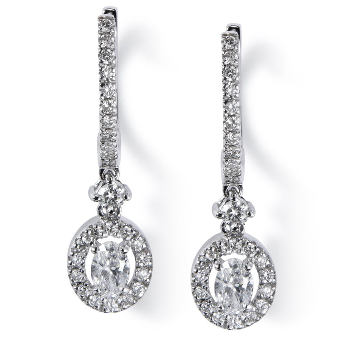 Pendientes de novia de oro blanco con diamantes talla brillante - Ref J5247PB_Chocrón Joyeros