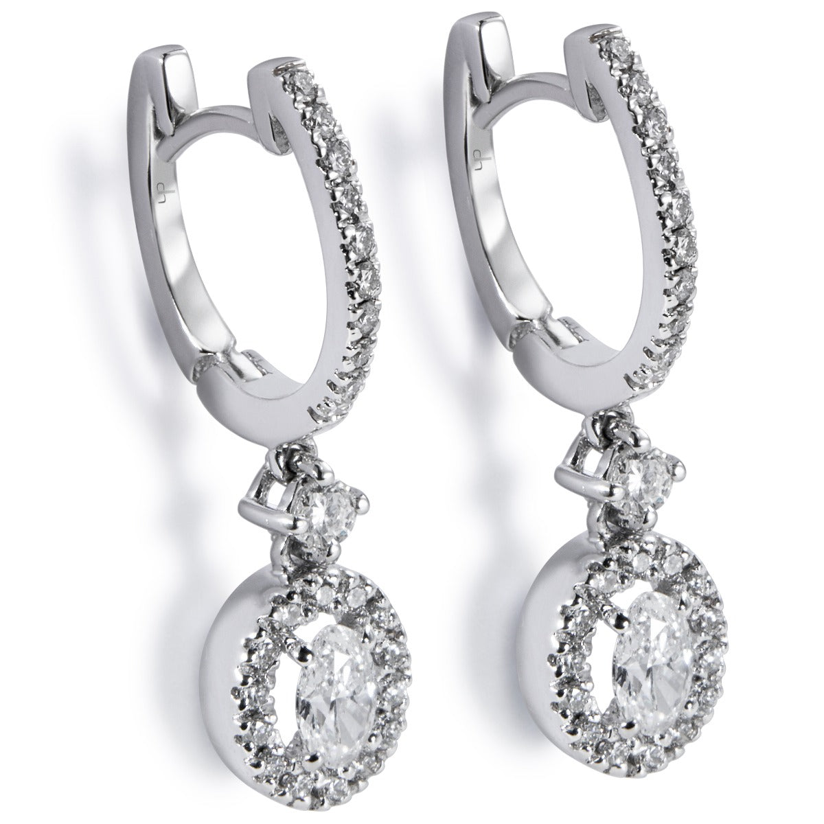 Pendientes de novia de oro blanco con diamantes talla brillante - Ref J5247PB_Chocrón Joyeros