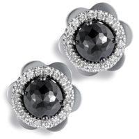Pendientes de oro blanco con diamantes negros y orla de brillantes - Ref J5249TB_Chocrón Joyeros