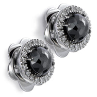 Pendientes de oro blanco con diamantes negros y orla de brillantes - Ref J5249TB_Chocrón Joyeros