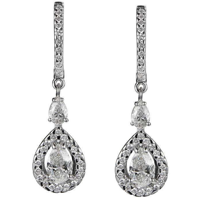 pendientes-novia-oro-blanco-diamantes-perillas-brillantes - Ref j5375sb Chocrón Joyeros