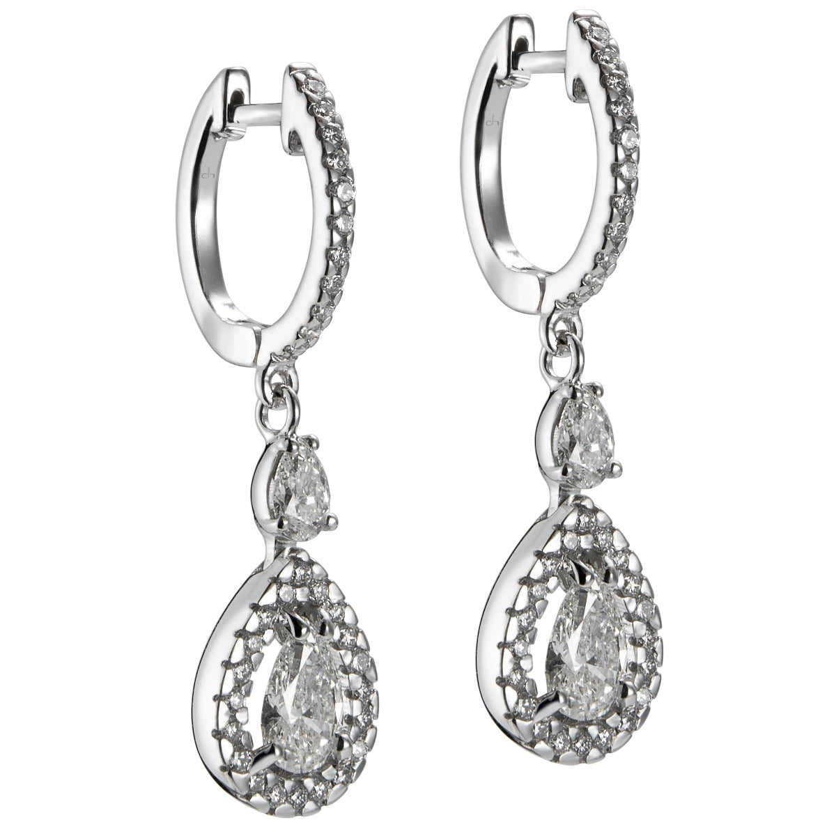 pendientes-novia-oro-blanco-diamantes-perillas-brillantes - Ref j5375sb Chocrón Joyeros