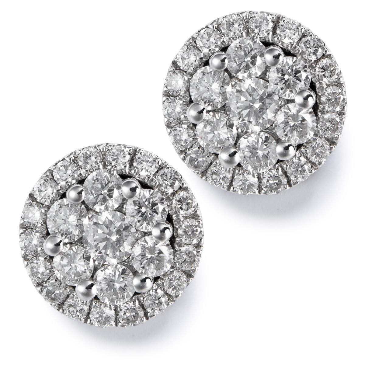 Pendientes de oro blanco con diamantes y orla de diamantes - Ref J5248TB_Chocrón Joyeros