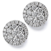 Pendientes de oro blanco con diamantes y orla de diamantes - Ref J5248TB_Chocrón Joyeros