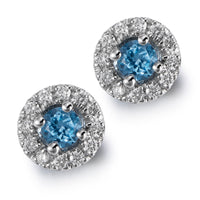 Pendientes de oro blanco con topacio azul y diamantes - Ref J5250TB_Chocrón Joyeros