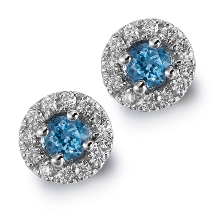 Pendientes de oro blanco con topacio azul y diamantes - Ref J5250TB_Chocrón Joyeros