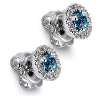 Pendientes de oro blanco con topacio azul y diamantes - Ref J5250TB_Chocrón Joyeros