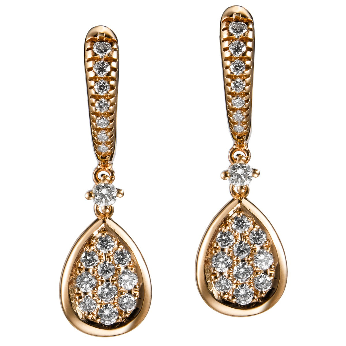 Pendientes-oro-rosa-diamantes - Ref J5669PB