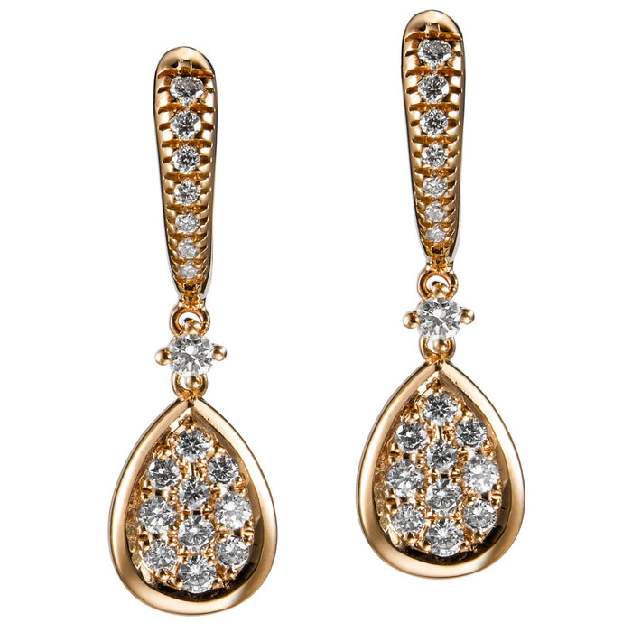 Pendientes-oro-rosa-diamantes - Ref J5669PB