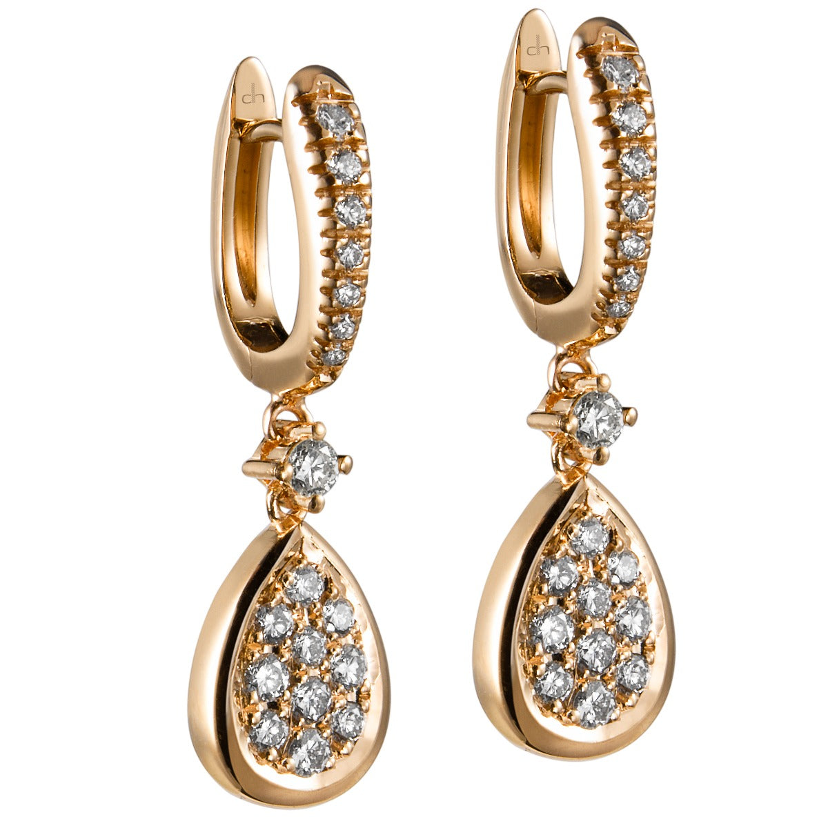 Pendientes-oro-rosa-diamantes - Ref J5669PB
