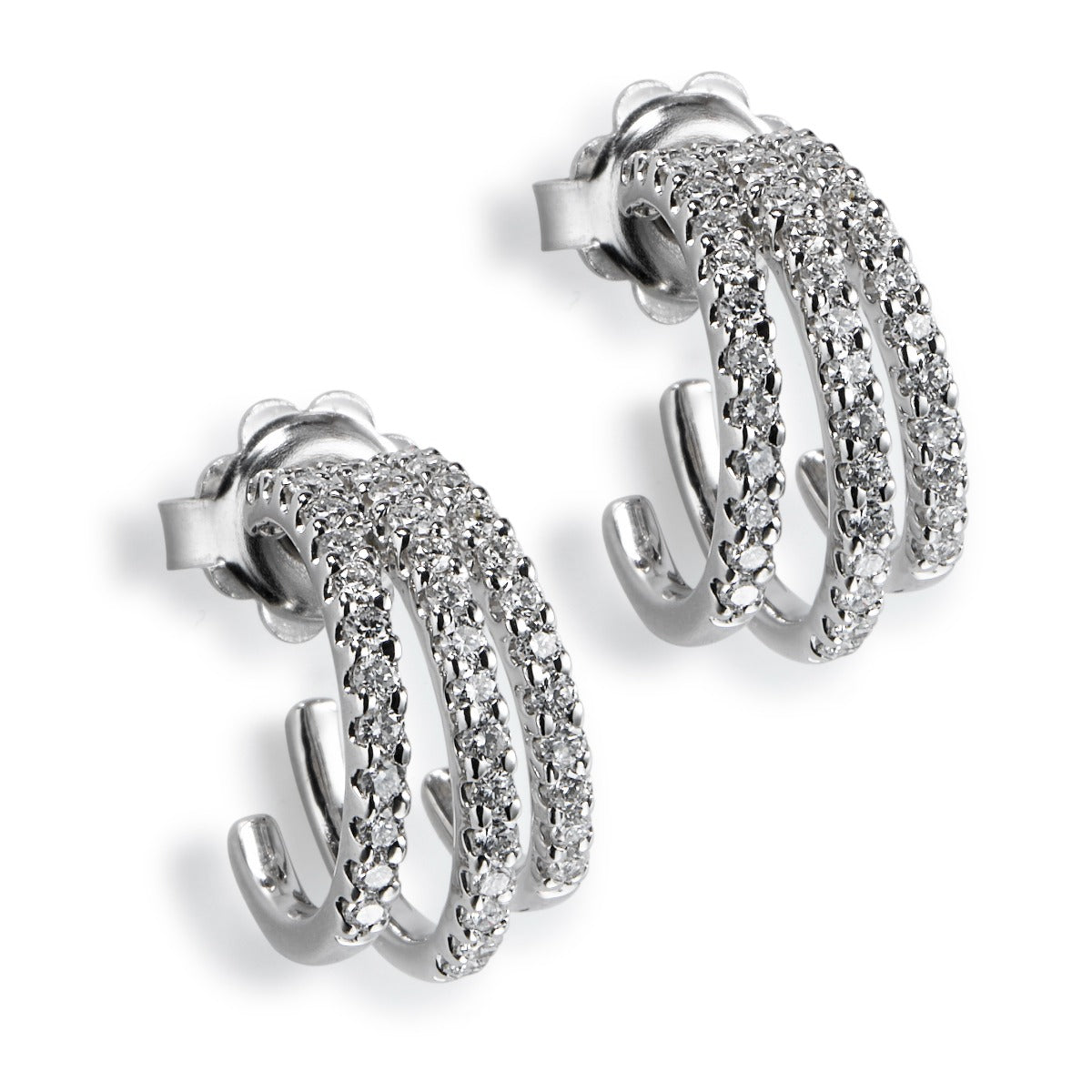 Pendientes_triple_aro_oro_blanco_diamantes_ Ref J5422PB_Chocrón Joyeros