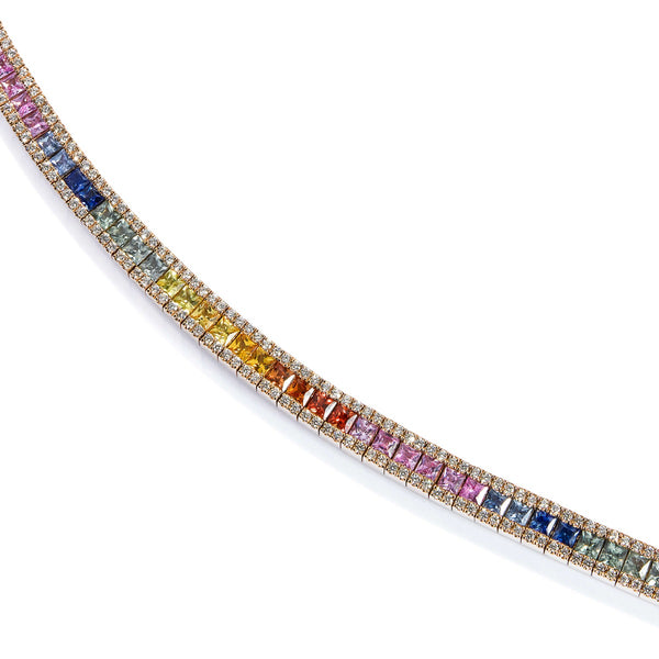 Pulsera-riviere-carrousel-oro-rosa-zafiros-colores-diamantes- Ref J5432SB_Chocrón Joyeros