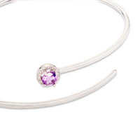 Pulsera de muelle 1 vuelta de oro blanco con diamantes y amatista