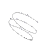 Pulsera de muelle 3 vueltas de oro blanco con diamantes en rombo