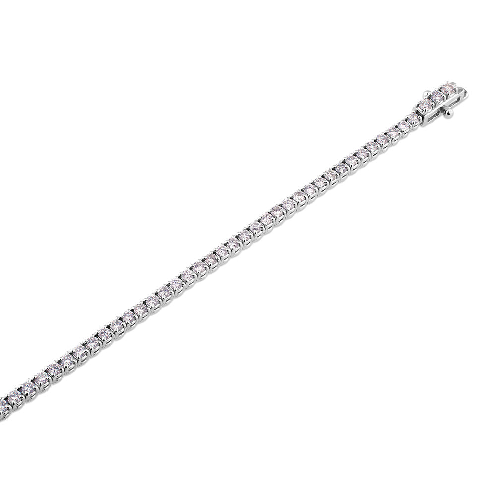 Pulsera Riviere de oro blanco con diamantes en garra de 2.60 quilates