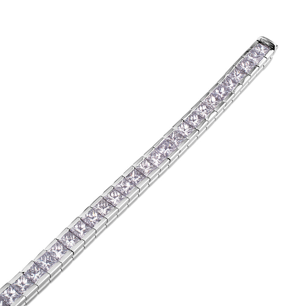 Pulsera Riviere de oro blanco con diamantes talla princesa de 10.05 quilates