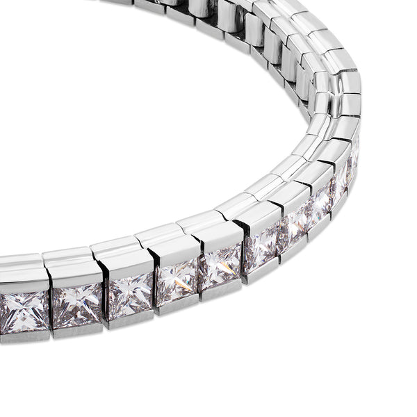 Pulsera Riviere de oro blanco con diamantes talla princesa de 10.05 quilates