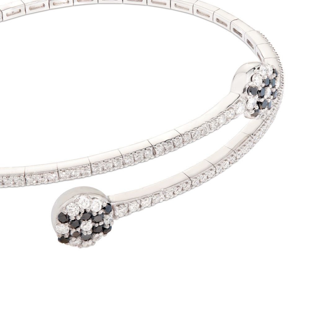 Pulsera "Tu y Yo" de oro blanco con diamantes blancos y negros