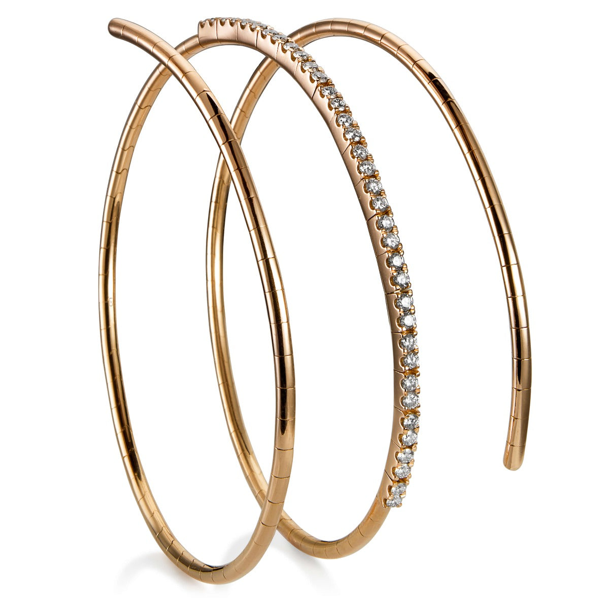 pulsera-muelle-3-vueltas-oro-rosa-diamantes - Ref J4815PLB