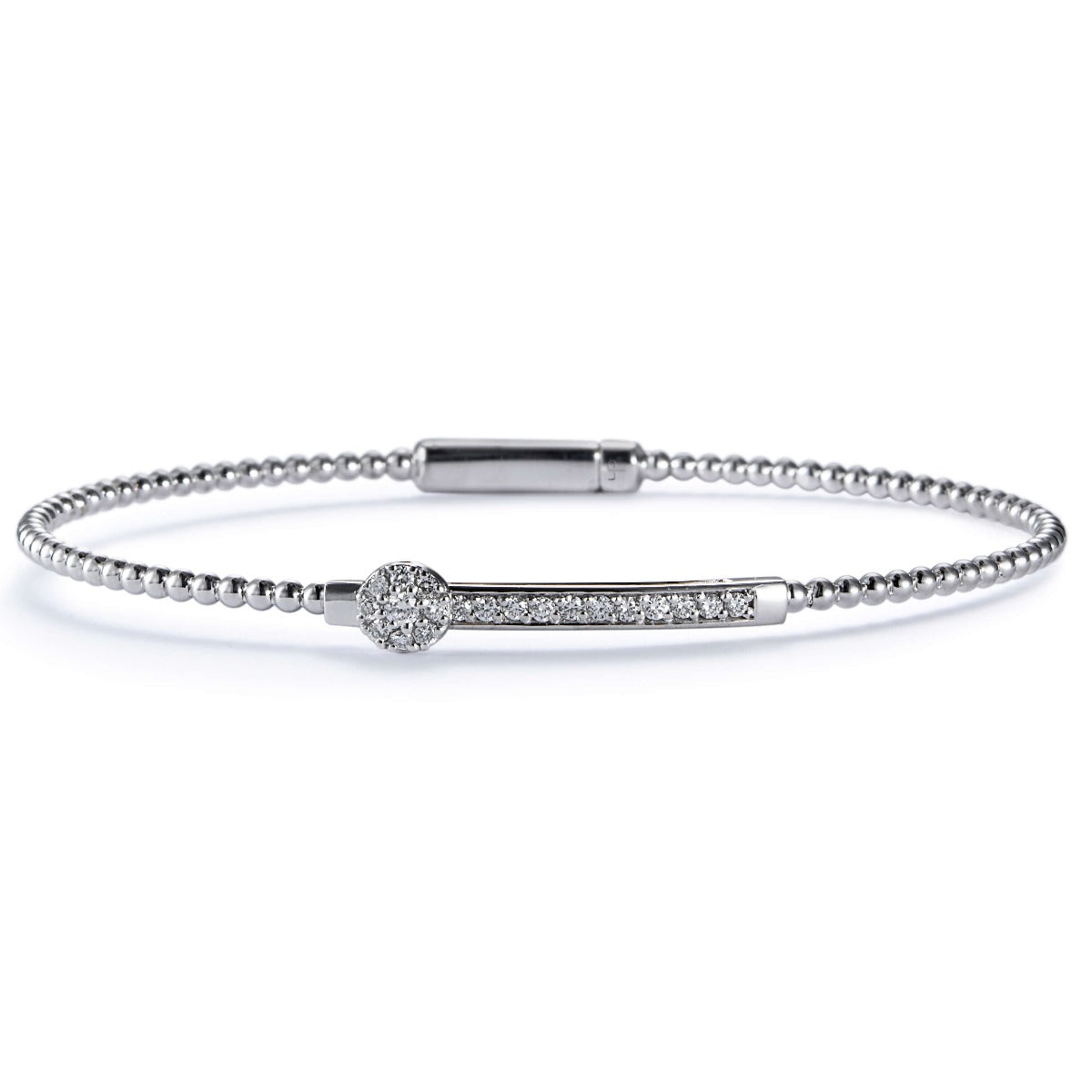Pulsera_rígida_bubbles_oro_blanco_diamantes_roseta_movil_ Ref J5320PLB_Chocrón Joyeros