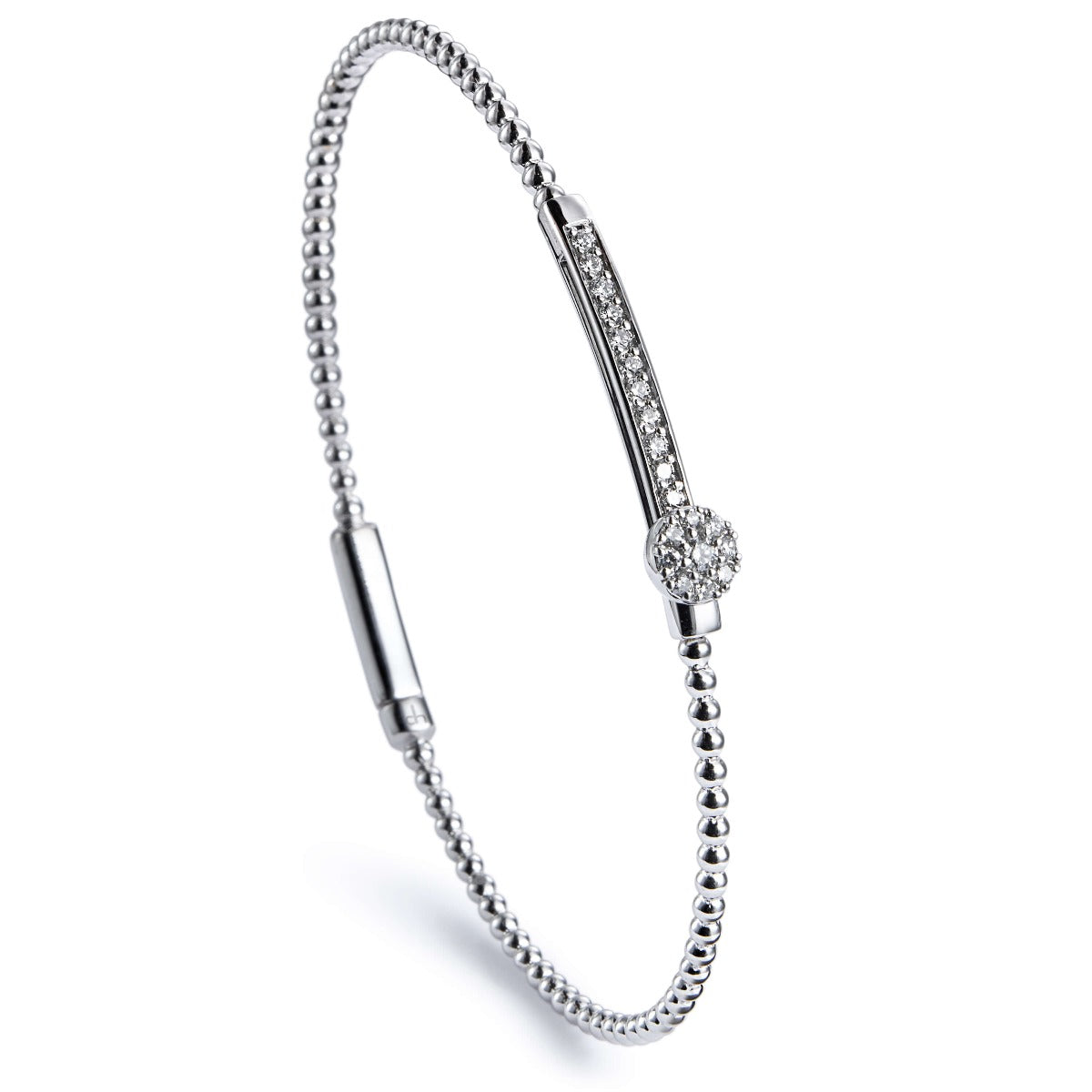Pulsera_rígida_bubbles_oro_blanco_diamantes_roseta_movil_ Ref J5320PLB_Chocrón Joyeros