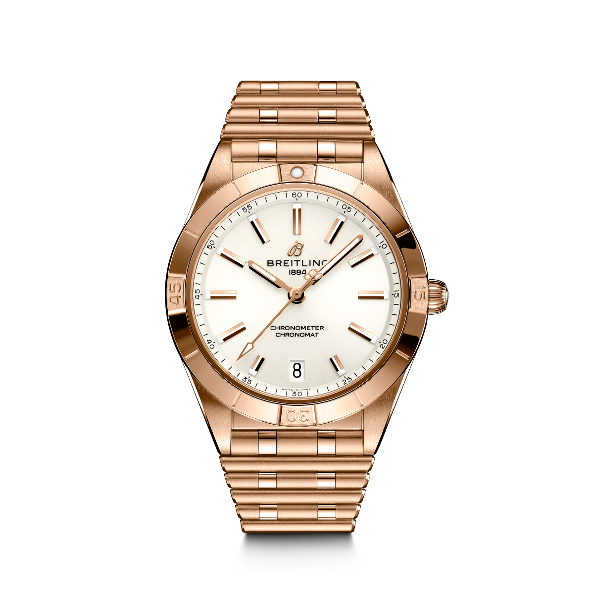 Reloj-señora-breitling-chronomat-36-oro-rojo-esfera-blanca-automatic - Ref R10380101A1R1 Chocron Joyeros 