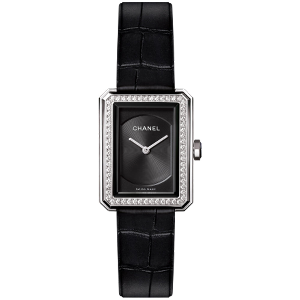 reloj-chanel-boy-friend-modelo-pequeño-acero- diamantes-aligator- Ref H6571