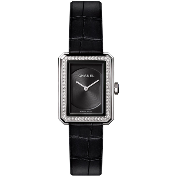 reloj-chanel-boy-friend-modelo-pequeño-acero- diamantes-aligator- Ref H6571