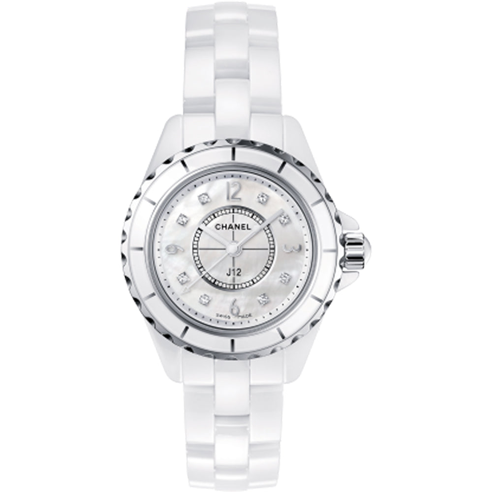 Chanel-j12-ceramica-blanca-acero-diamantes-nacar-Ref H2570