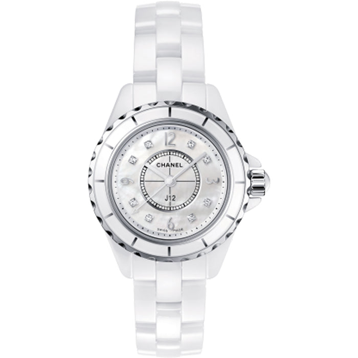 Chanel-j12-ceramica-blanca-acero-diamantes-nacar-Ref H2570