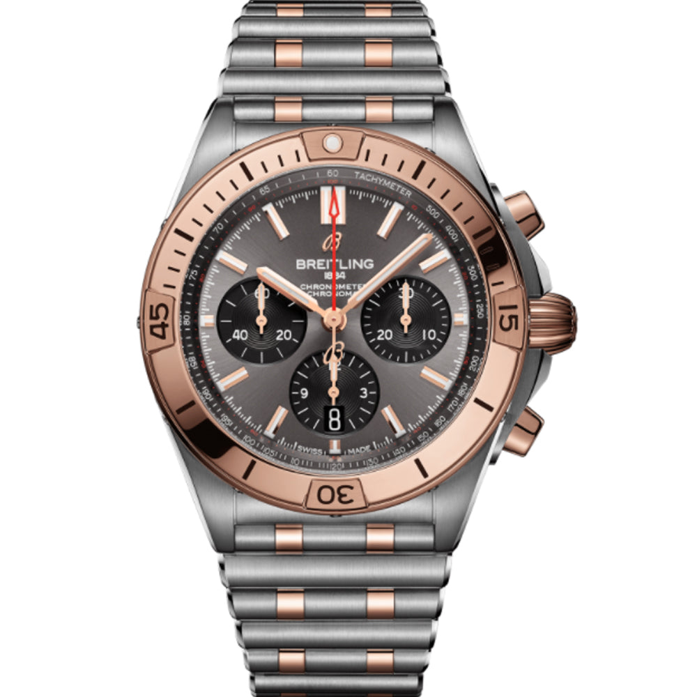 reloj Breitling Chronomat B01 42mm crono acero y oro esfera antracita_Chocrón Joyeros_UB0134101B1U1
