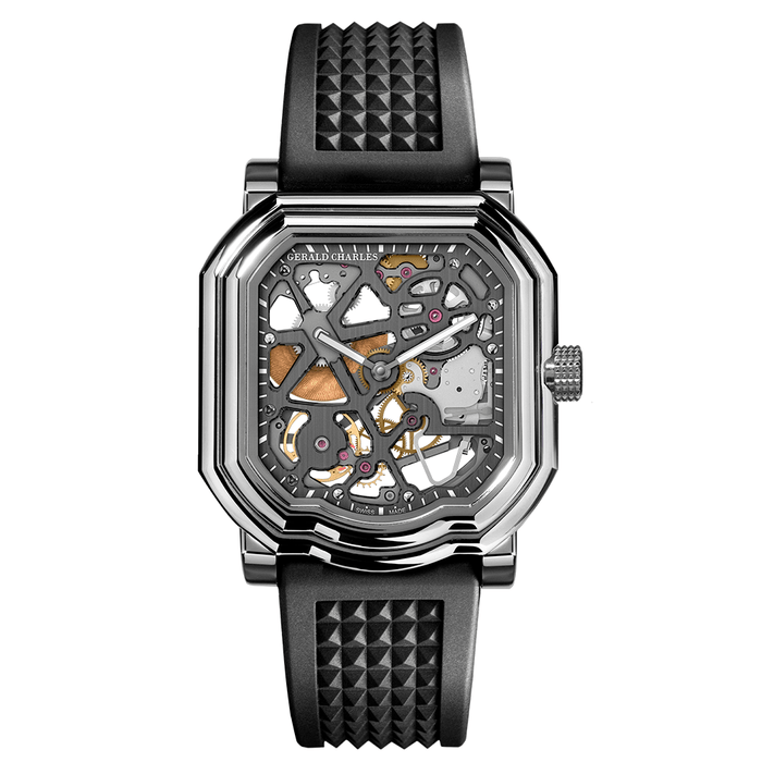 reloj Gerald Charles Maestro 8.0 Esquelette acero y caucho_GC8.0-SQ-A-00_chocron joyeros