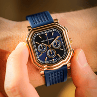 reloj Gerald charles Maestro crono oro y azul_caso uso_GC3.0-RG-01_Chocrón Joyeros