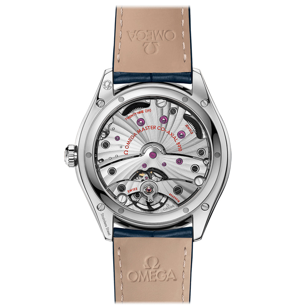 reloj hombre Omega DeVille Tresor acero esfera azul y piel cocodrilo con cierre ardillon- Joyería CHocrón- 43513402103001_2