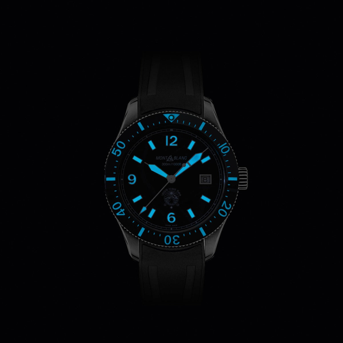 Montblanc 1858 Iced Sea Automatic Date Esfera negra_caucho_129372_Chocron joyeros