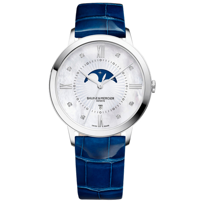 Baume et Mercier Classima fase lunar con 8 índices de brillantes y calendario a las 6h