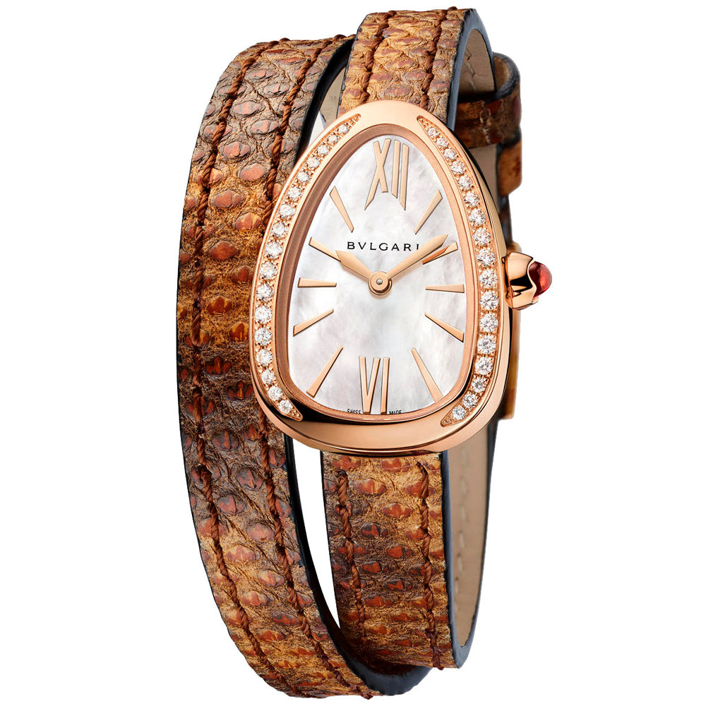 Bulgari Serpenti de oro rosa y piel 27 mm| – Chocrón Serrano