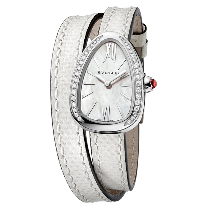 reloj mujer Bvlgari Serpenti correa piel blanca - Chocrón Joyeros -SPS27WSDL