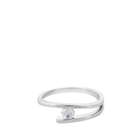 Solitario "Alice" de oro blanco con diamante talla brillante de 0.18 quilates
