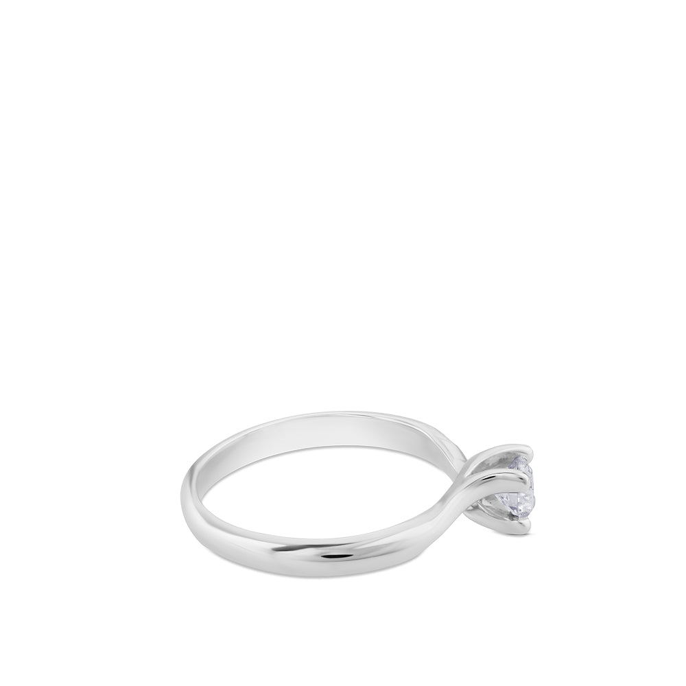Solitario "Leticia" de oro blanco con diamante talla brillante de 0.32 quilates