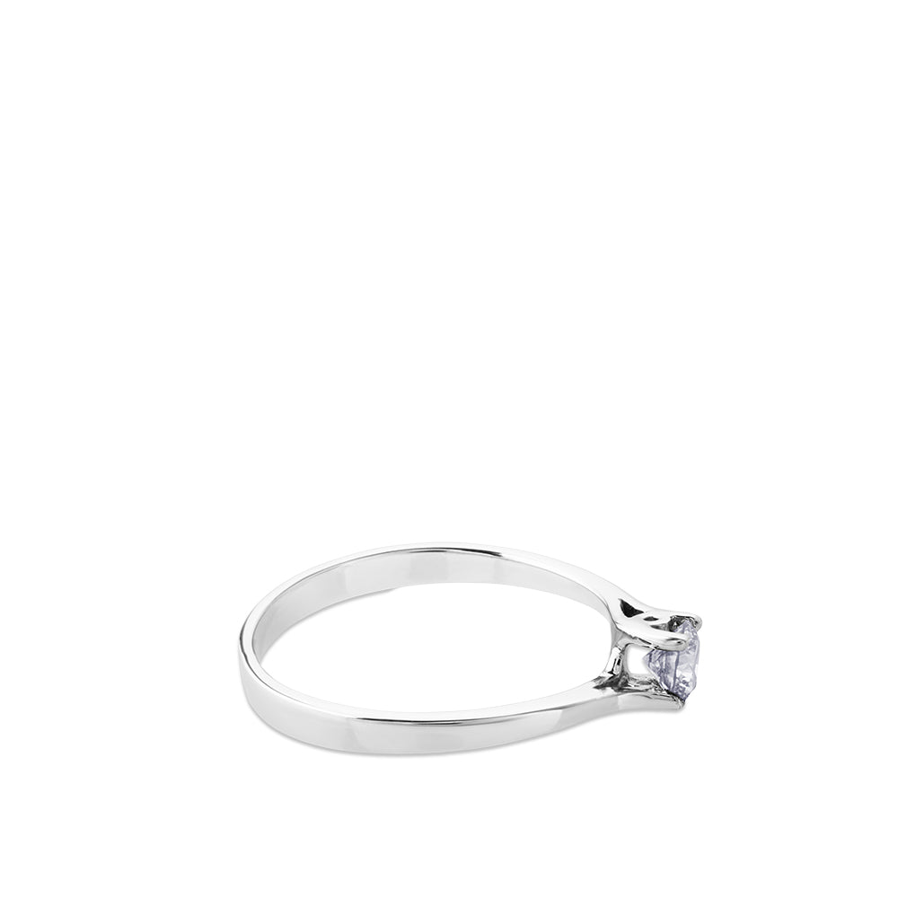 Solitario "Leticia" de oro blanco con diamante talla brillante 0.27 quilates