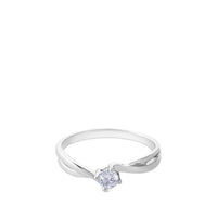 Solitario "Catalina" de oro blanco con diamante en montura envolvente 0.17 quilates