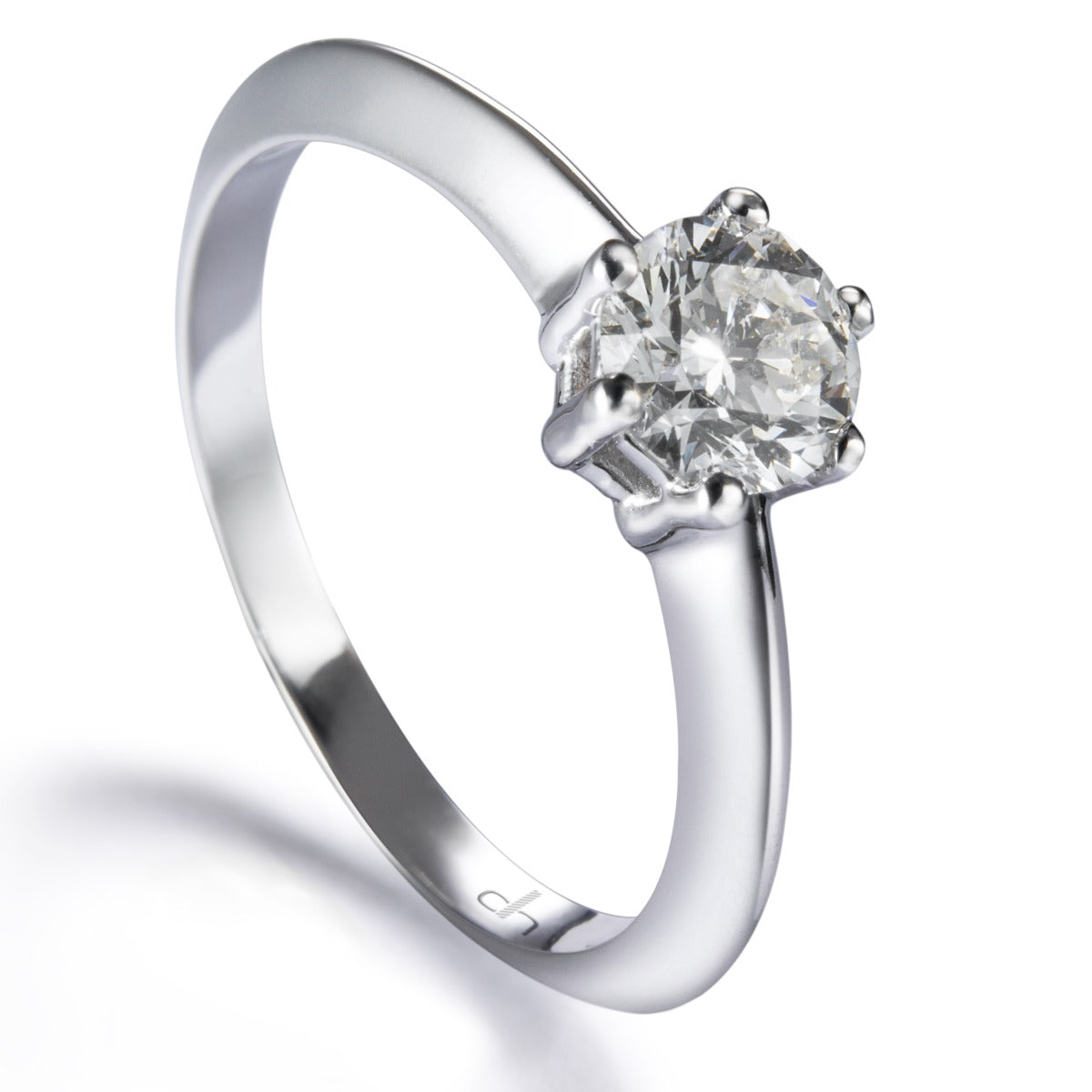 Solitario "Daniela" de oro blanco con diamante talla brillante 0.52 quilates
