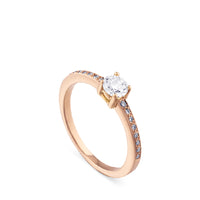 Solitario-oro-rosa-diamante-garra-pavé-diamantes - Ref J4706SB