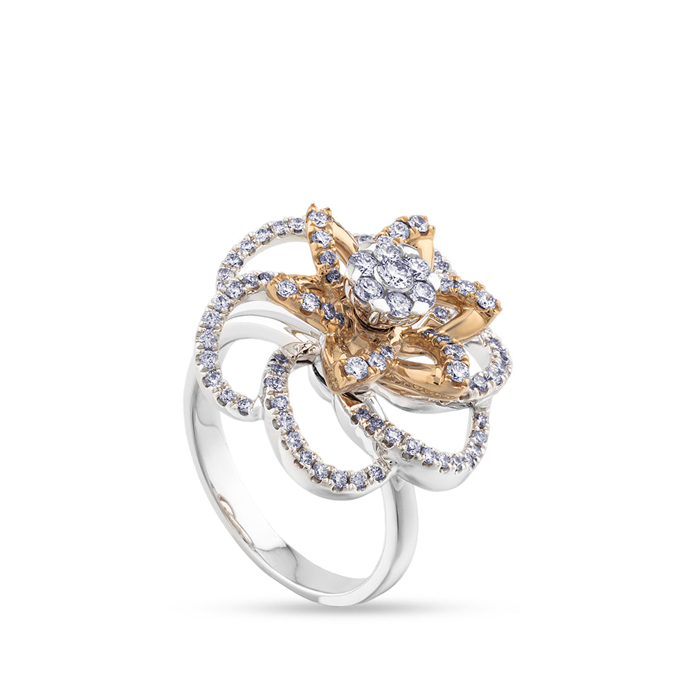 Sortija-oro-rosa-blanco-flor-diamantes - Ref J4610SB