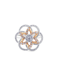 Sortija "Hypnose" con flor de oro blanco y oro rosa con diamantes
