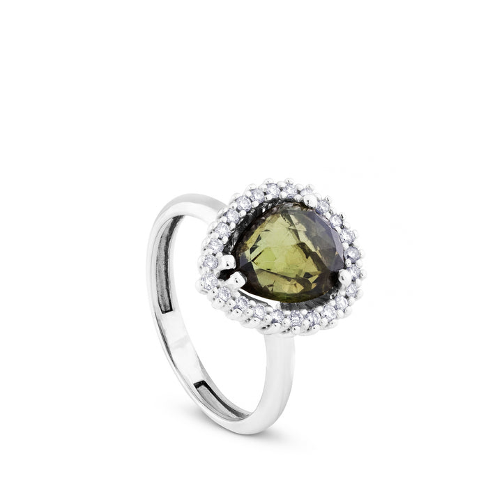 sortija-oro-blanco-cuarzo-verde-brillantes - Ref J4796SB