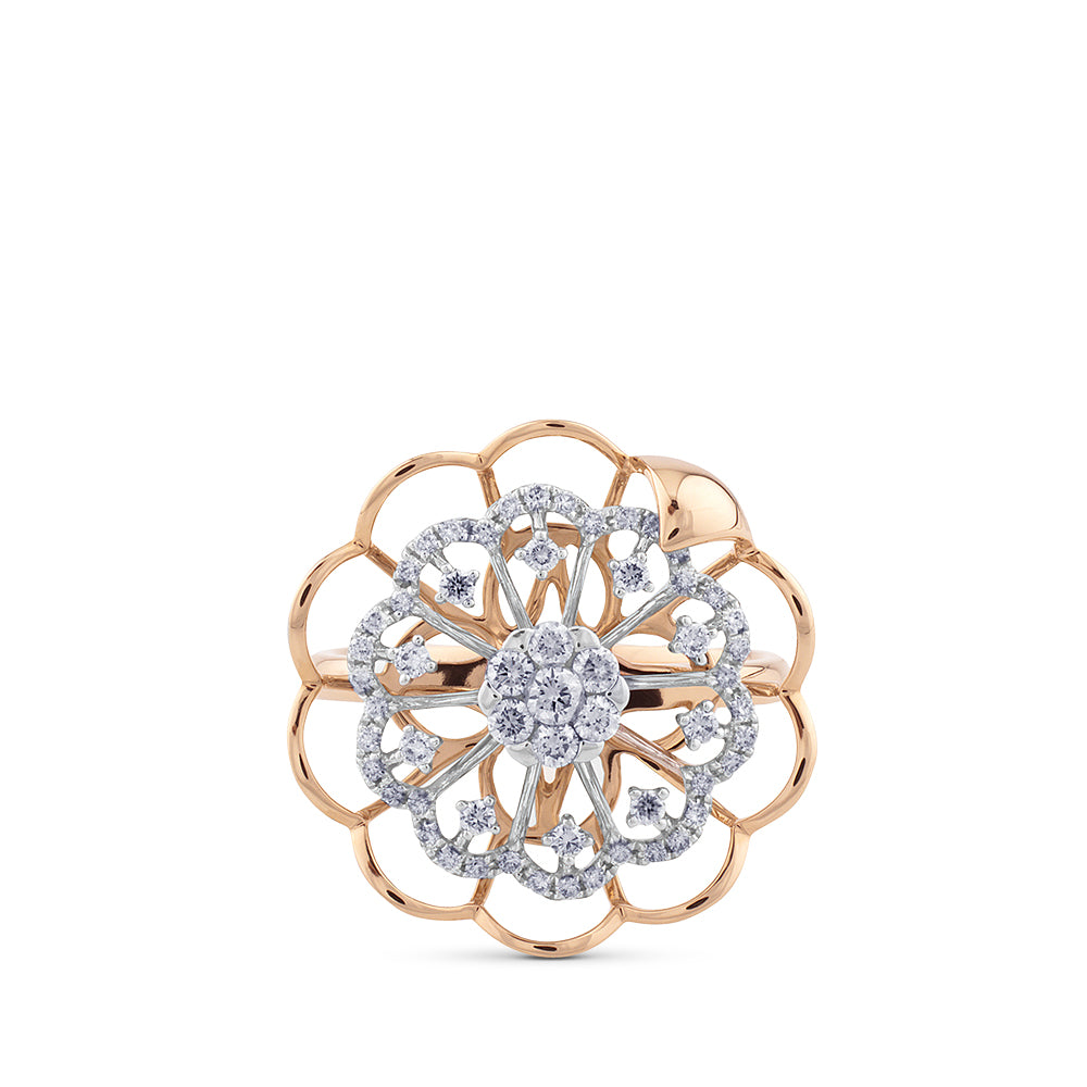 Sortija"Soleil" de oro rosa y oro blanco con diamantes
